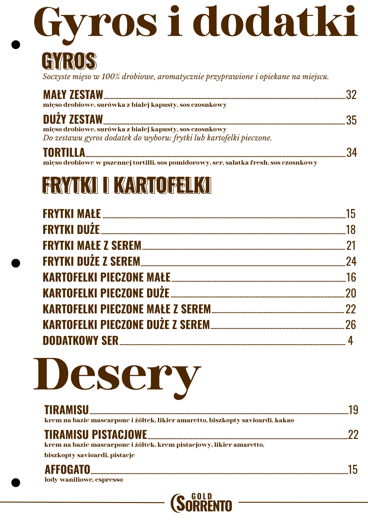 Gyros, frytki, desery